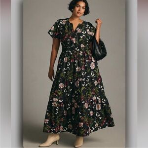 Anthropologie Somerset Dress in Black Floral, Size Small